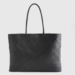 Quince Italian leather handwoven tote
